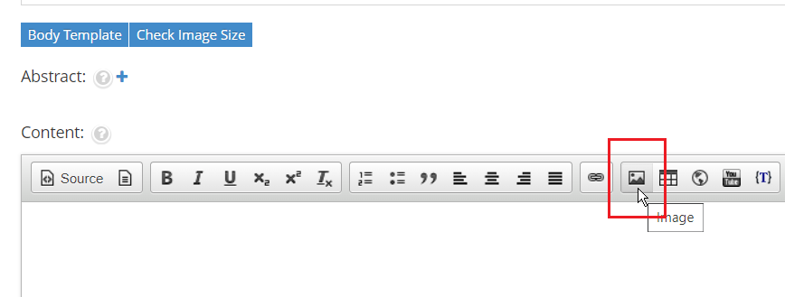 Click on the Image icon