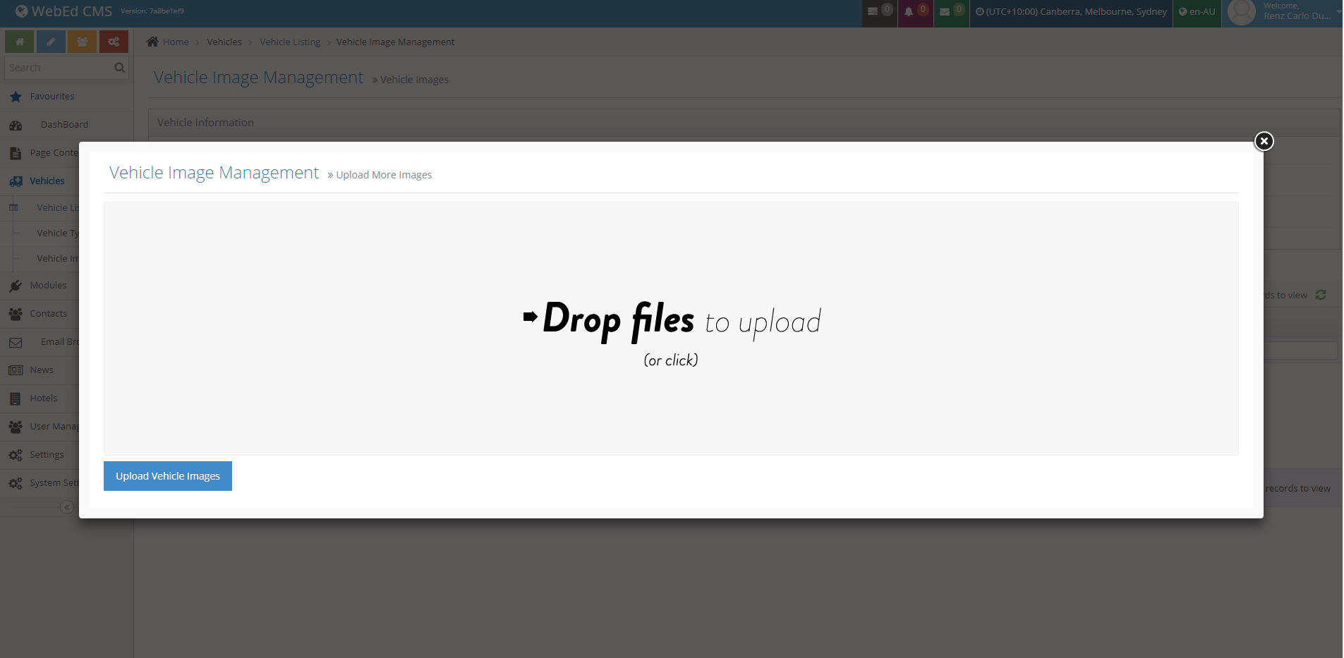 Manually adding vehicles to vehicle module