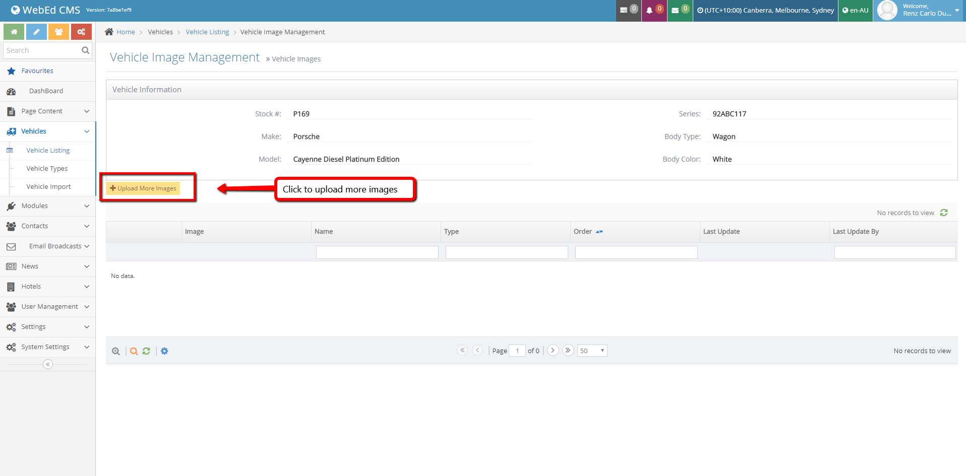 Manually adding vehicles to vehicle module