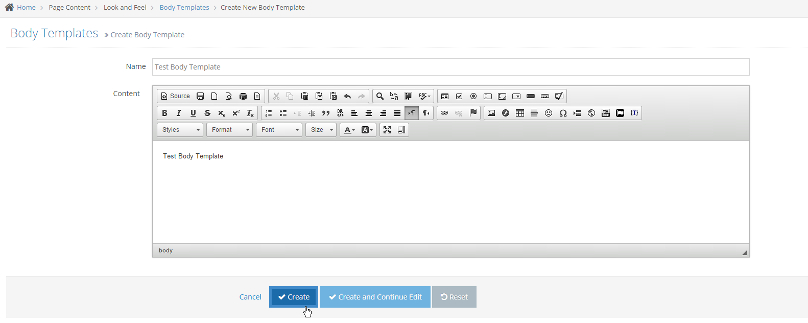Using Body Templates