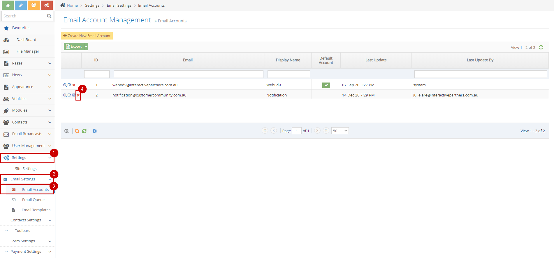 Managing Email Accounts