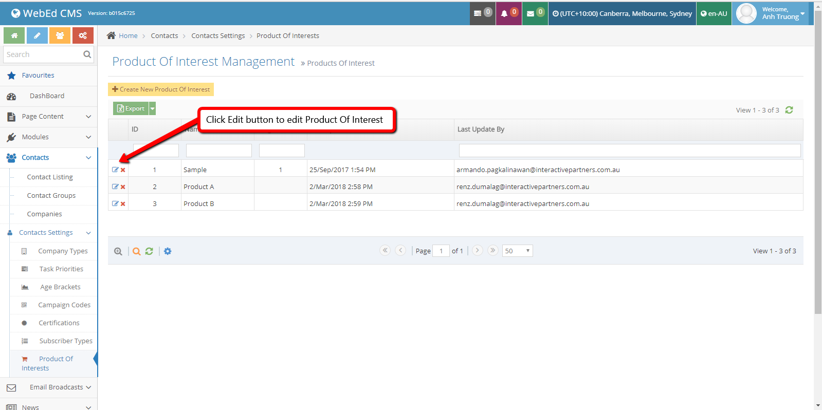 Products of interest