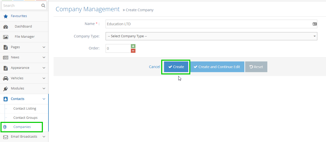 Companies and Contacts
