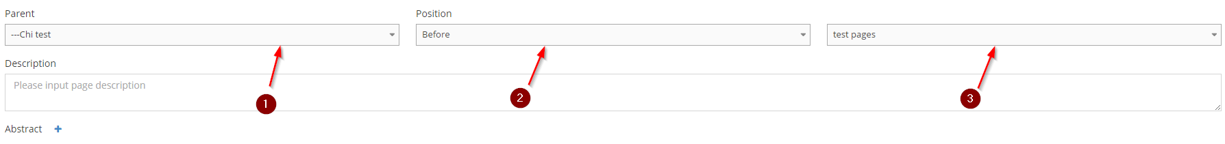 page selected on the first dropdown