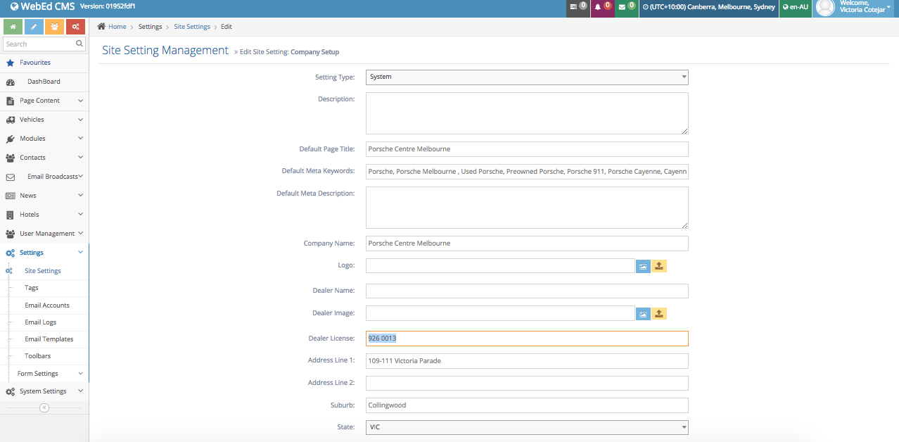 Updating Dealer License Number