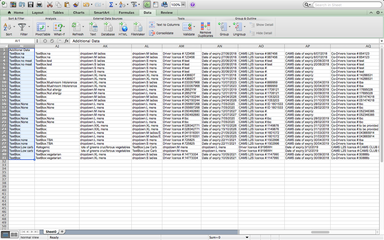 Events Separating Columns