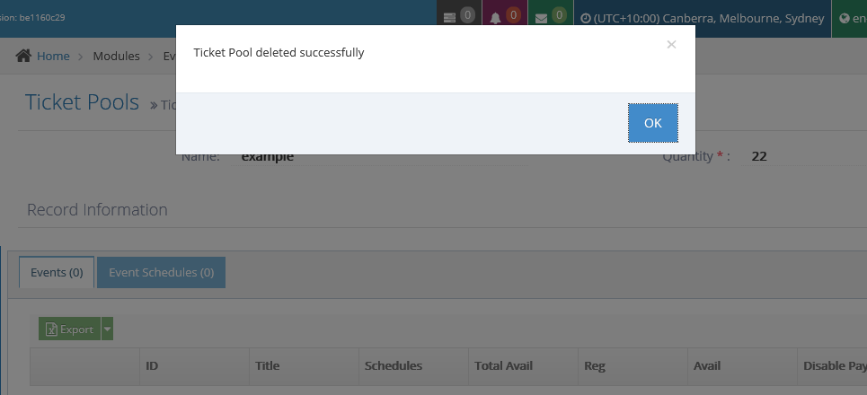 Delete a Ticket Pool