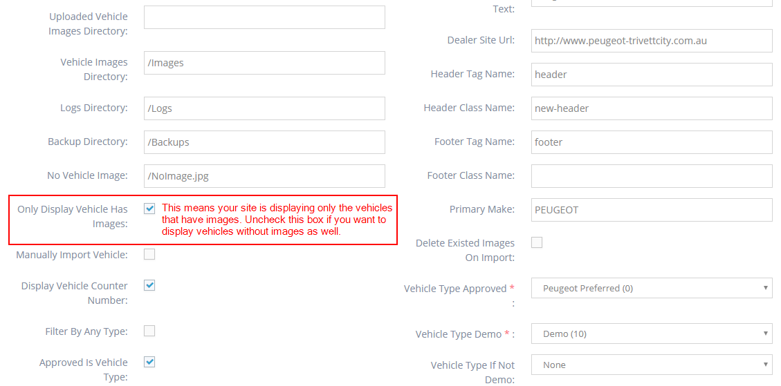 vehicles not showing