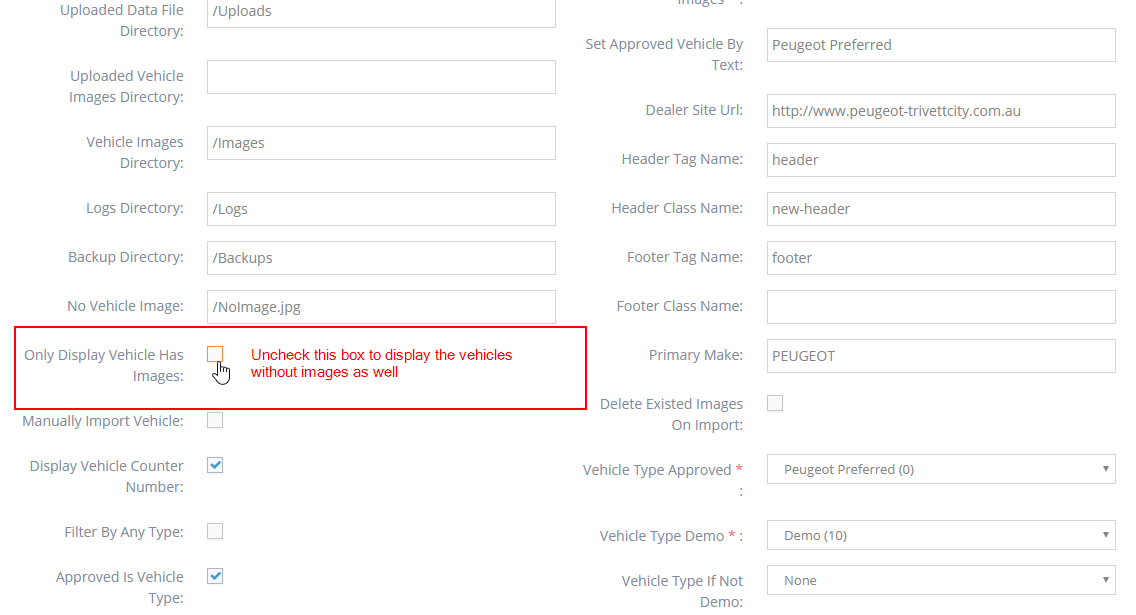 vehicles not showing