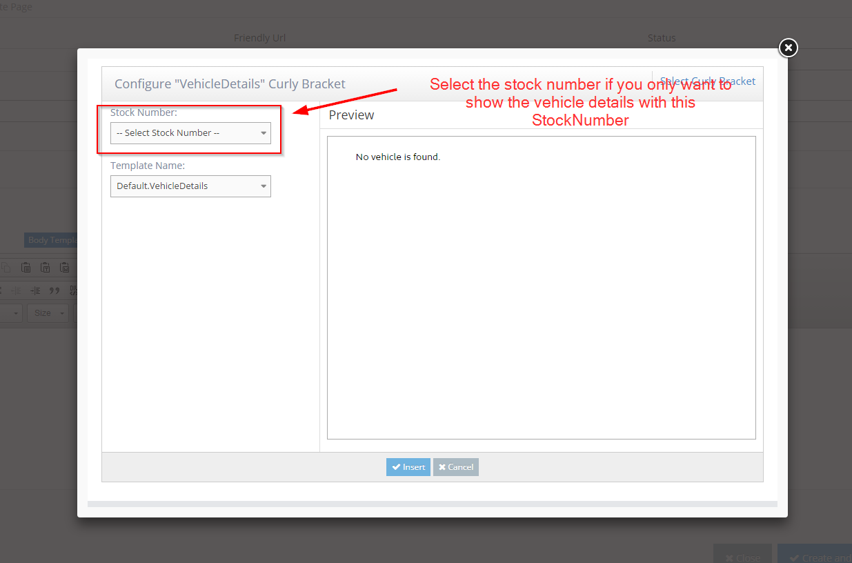 Display Vehicle as Page Content