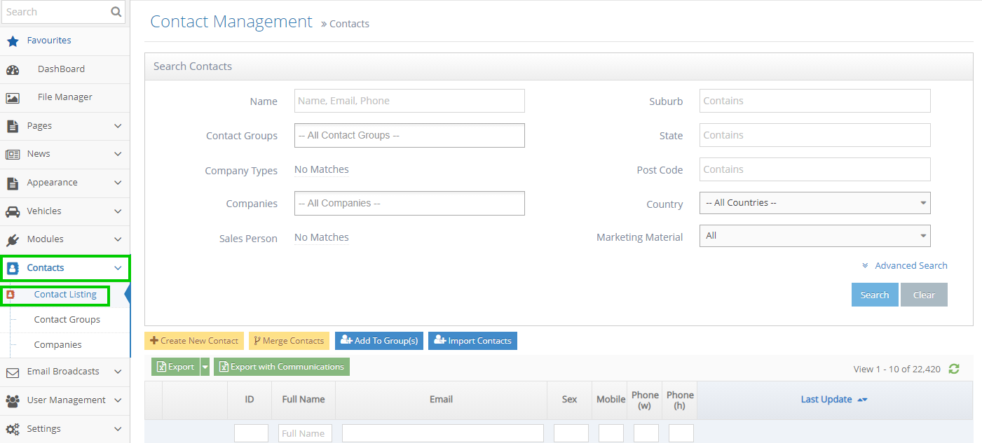 Sending email to individual contact
