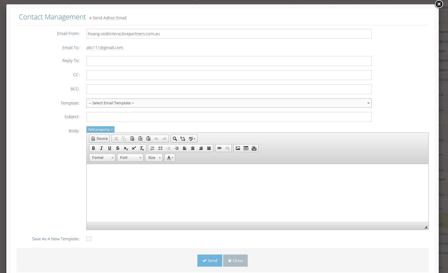 Sending email to individual contact