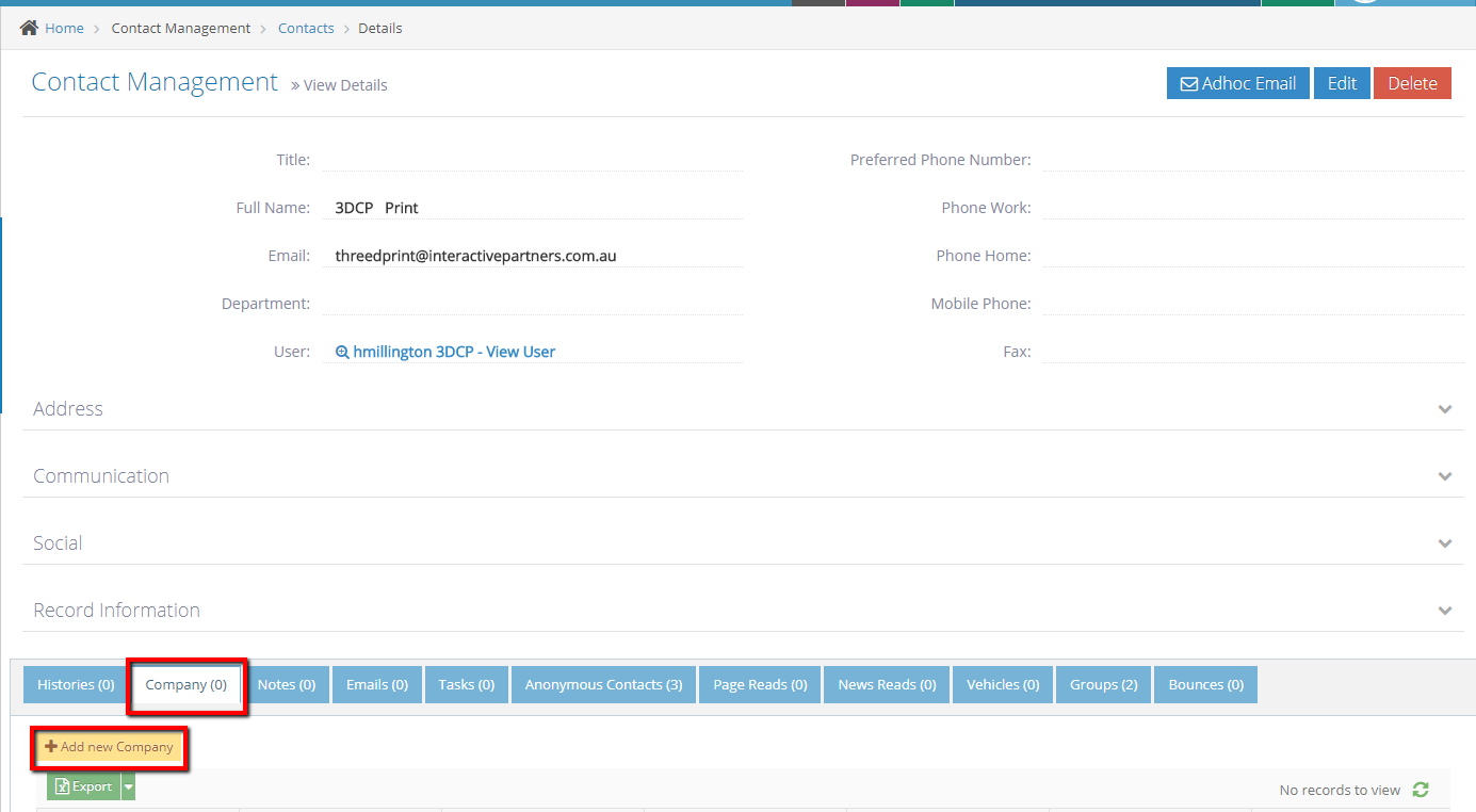 Contacts To Companies