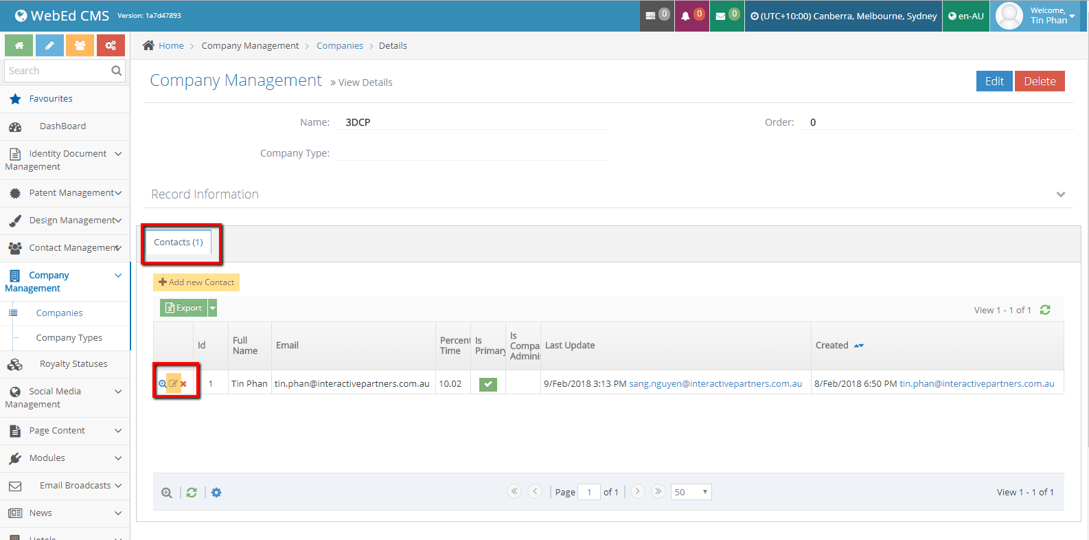 Contacts To Companies