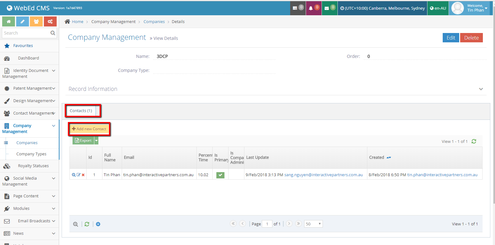 Contacts To Companies
