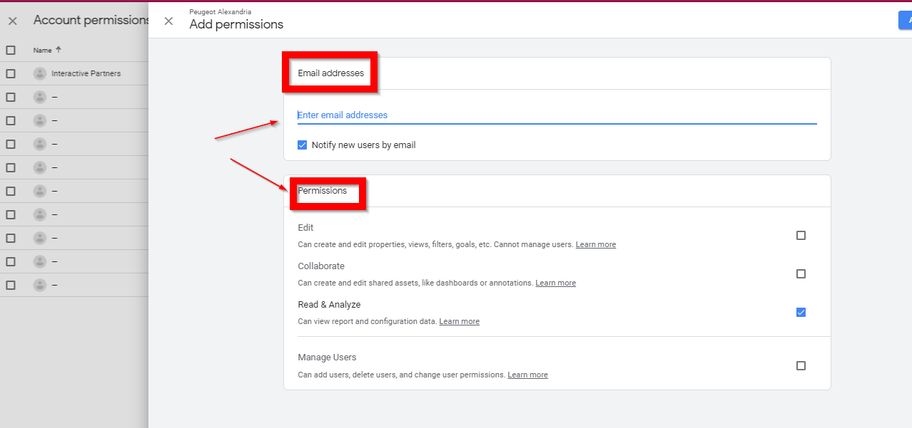 Managing Analytics Account