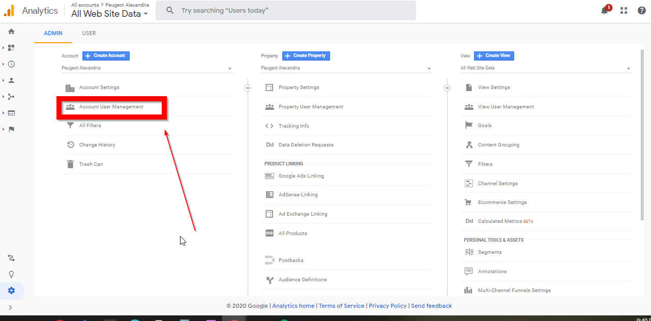 Managing Analytics Account