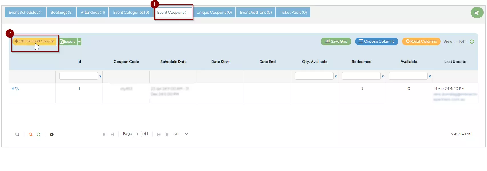 Add Discount Coupon button