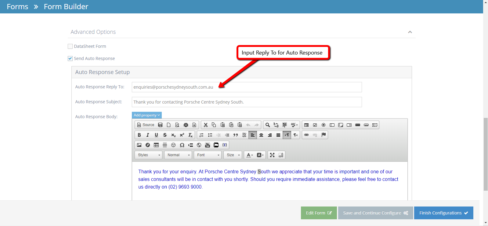 Setup Replying Emails