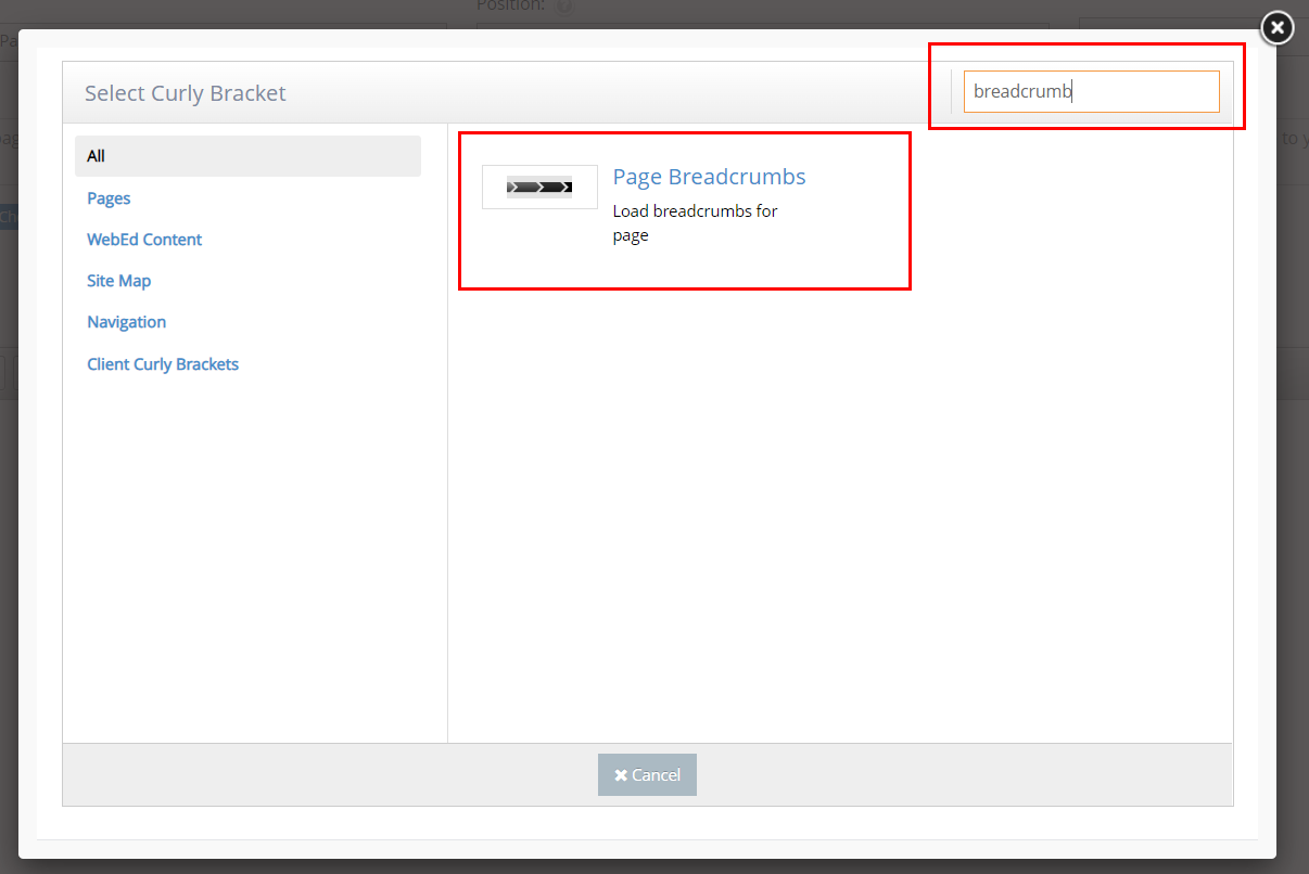 type breadcrumb in the search bar