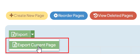 export current page only button